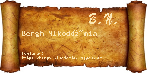Bergh Nikodémia névjegykártya